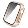 Carcasă acoperită cu pietre sticlă securizată pentru Apple Watch 45 mm - roz-auriu
