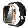 Carcasă acoperită cu pietre sticlă securizată pentru Apple Watch 45 mm - roz-auriu