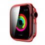 Carcasă transparentă cu sticlă securizată pentru Apple Watch 42mm - roșu