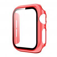 Carcasă transparentă cu sticlă securizată pentru Apple Watch 44mm - roșu