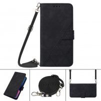 Carcasă flip cu curea în stil crossbody pentru iPhone XR - negru
