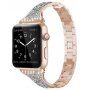 Curea metalică împânzită cu strasuri pentru Apple Watch 42mm / 41mm / 40mm / 38mm - roz-auriu