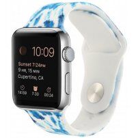 Curea din silicon cu model batik pentru Apple Watch 42mm / 41mm / 40mm / 38mm - albastru