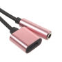 Reducţie de la conector lightning, pentru audiţie muzicală şi încărcare simultană pentru iPhone - roz-auriu