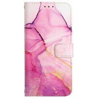 Carcasă flip marmură din piele PU pentru iPhone 12 / 12 Pro - fucsia