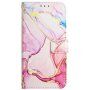Carcasă flip marmură din piele PU pentru iPhone 13 Pro - roz