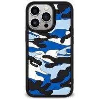 Husă de protecție cu model de camuflaj pentru iPhone 13 Pro - albastru