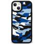 Husă de protecție cu model de camuflaj pentru iPhone 13 - albastru