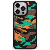 Husă de protecție cu model de camuflaj pentru iPhone 13 Pro Max - portocaliu