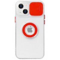 Curea magnetică din piele cu detalii metalice pentru iPhone 13 - roșu