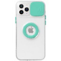 Curea magnetică din piele cu detalii metalice pentru iPhone 13 Pro - turcoaz