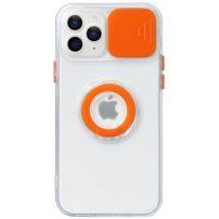 Curea magnetică din piele cu detalii metalice pentru iPhone 13 Pro - portocaliu