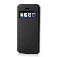 Husă flip cu fereastră, pentru iPhone SE (2016) / 5 / 5S - negru