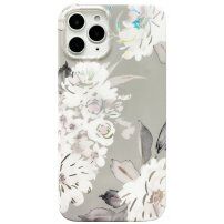 Husă de protecție din plastic moale pentru iPhone 11 Pro - flori roz