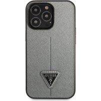 Guess Saffiano Triangle husă pentru iPhone 13 Pro - argintiu