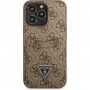 Guess 4G Saffiano Double Card husă cu buzunar pentru carduri pentru iPhone 13 Pro Max - maro