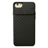 Husă cu capac glisant pe aparat foto pentru iPhone 6 / 6S / 7 / 8 / SE (2020/2022) - negru