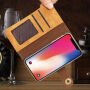 Husă stilată flip 2 în 1, detaşabilă, pentru Apple iPhone XS / iPhone X - maro deschis