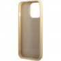 Guess Glitter Flakes Metal Logo husă cu sclipici pentru iPhone 14 Pro Max - auriu