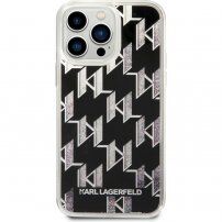 Karl Lagerfeld Monogram Liquid Glitter husă pentru iPhone 14 Pro Max - negru