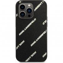 Karl Lagerfeld Grained Leather Logomania husă pentru iPhone 14 Pro Max - negru