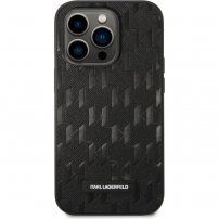Karl Lagerfeld Saffiano Monogram husă pentru iPhone 14 Pro Max - negru