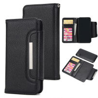 Husă flip 2 în 1, detaşabilă, din pile artificială, pentru Apple iPhone XS / iPhone X - negru