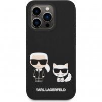 Karl Lagerfeld Karl and Choupette husă silicon cu MagSafe pentru iPhone 14 Pro Max - negru