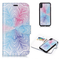 Husă de protecţie flip 2 în 1, detaşabilă, pentru Apple iPhone XS / iPhone X - floare colorată