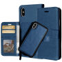 Husă de protecţie flip 2 în 1, detaşabilă, pentru Apple iPhone XS / iPhone X - albastru închis