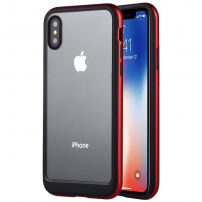 Carcasă transparentă GOOSPERY, cu ramă colorată, pentru Apple iPhone XS / iPhone X - negru/roşu
