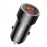 Încărcător auto BASEUS, cu două porturi USB, pentru Apple iPhone / iPad / iPod - negru