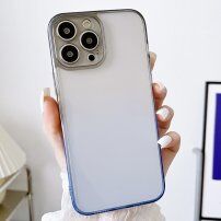 Husă transparentă cu carcasă în doua nuanțe de culori pentru iPhone 12 - gri-albastru
