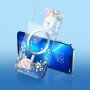 Husă transparentă mată florală cu MagSafe pentru iPhone 11 Pro Max - trandafiri