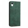 Carcasă flip din piele cu model pentru iPhone XR - verde închis