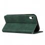 Carcasă flip din piele cu model pentru iPhone XR - verde închis