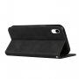 Carcasă flip din piele cu model pentru iPhone XR - negru