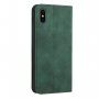 Carcasă flip din piele cu model pentru iPhone X / XS - verde închis
