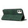 Carcasă flip din piele cu model pentru iPhone 12 mini - verde închis