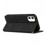 Carcasă flip din piele cu model pentru iPhone 12 mini - negru
