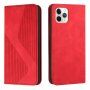 Carcasă flip din piele cu model pentru iPhone 11 Pro - roșu