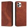 Carcasă flip din piele cu model pentru iPhone 11 Pro - maro
