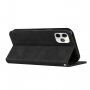 Carcasă flip din piele cu model pentru iPhone 11 Pro Max - negru