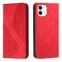 Carcasă flip din piele cu model pentru iPhone 13 mini - roșu