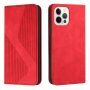 Carcasă flip din piele cu model pentru iPhone 13 Pro Max - roșu