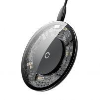 Încărcător wireless BASEUS, transparent, pentru iPhone - negru