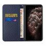 Carcasă flip cu modelul fibrei de carbon pentru iPhone 14 Pro - albastru
