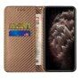 Carcasă flip cu modelul fibrei de carbon pentru iPhone 14 Pro - maro