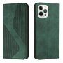 Carcasă flip din piele cu model pentru iPhone 14 Pro Max - verde închis