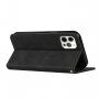 Carcasă flip din piele cu model pentru iPhone 14 Pro Max - negru